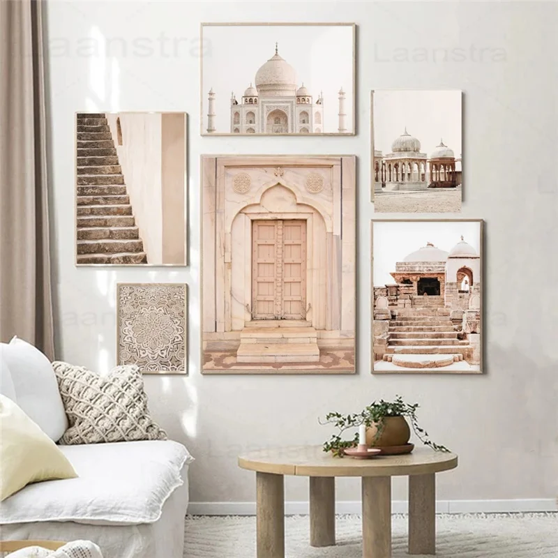 

Картина на холсте Тадж-Махал, лестница, мусульманская каллиграфия, настенные картины для гостиной, Декор, скандинавские плакаты и принты Ра...
