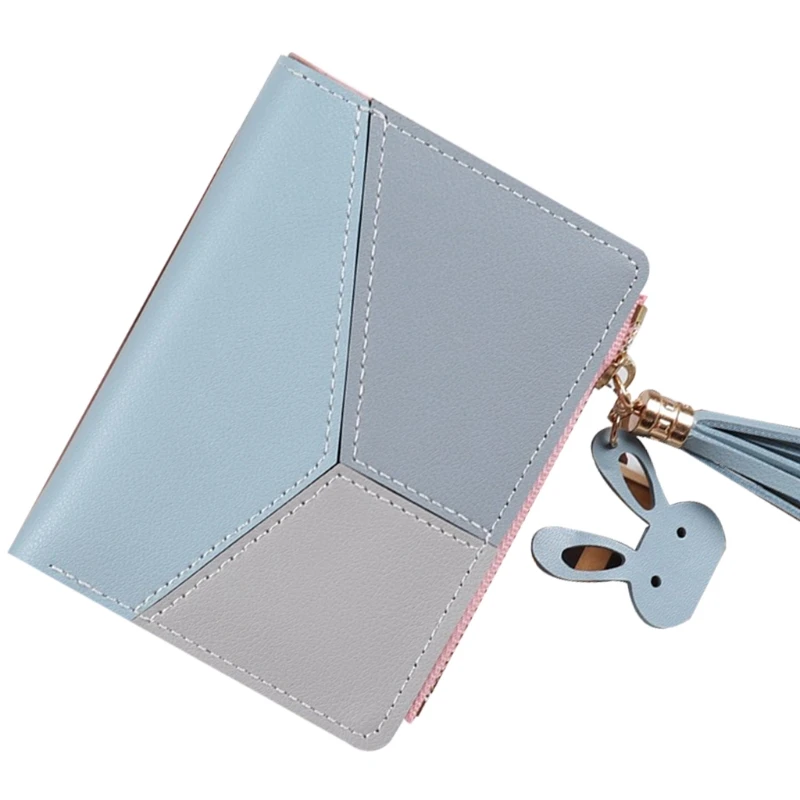 

Women Ladies PU Leather Short Wallet Card Holder Zipper Purse Patchwork Handbag