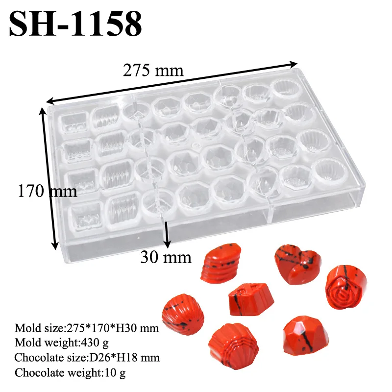 Meibum Polycarbonate Chocolate Mold 7 Types Pattern Confectionery Baking Tools 32 Cavity 10g Candy Decorating PC Plastic Mould | Дом и сад
