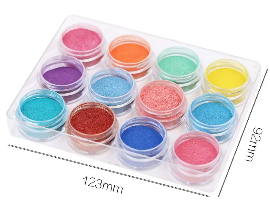 Зоопарк на голубом 12 шт./компл. нейл-арта перламутровый порошок Волшебное зеркало