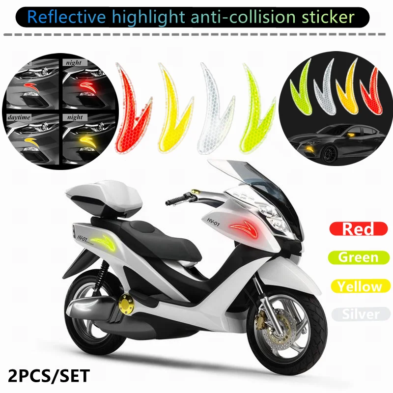 

Universal 2 Pcs Bicycle Rearview Mirror Motorcycle Luminous Waterproof Anti-collision Car Reflective Sticker Warning Strip