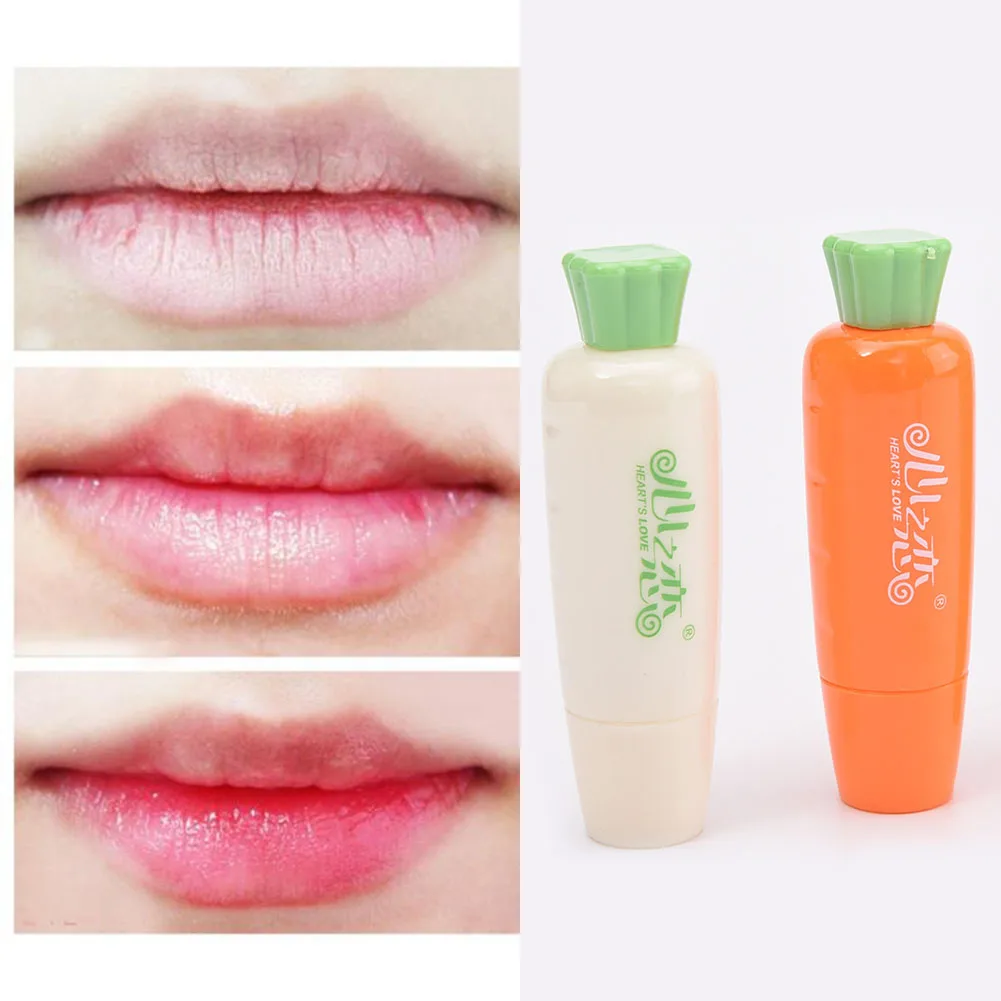 

LEARNEVER 1pc Carrot Lip Balm High Quality Moisturizing Longlasting Lip Balm Colorless Women Men Water Run Lip Care Color Random