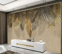 beibehang custom vintage brown tropical plant leaves 3d wallpaper modern photo wall murals living room bedroom wall paper mural