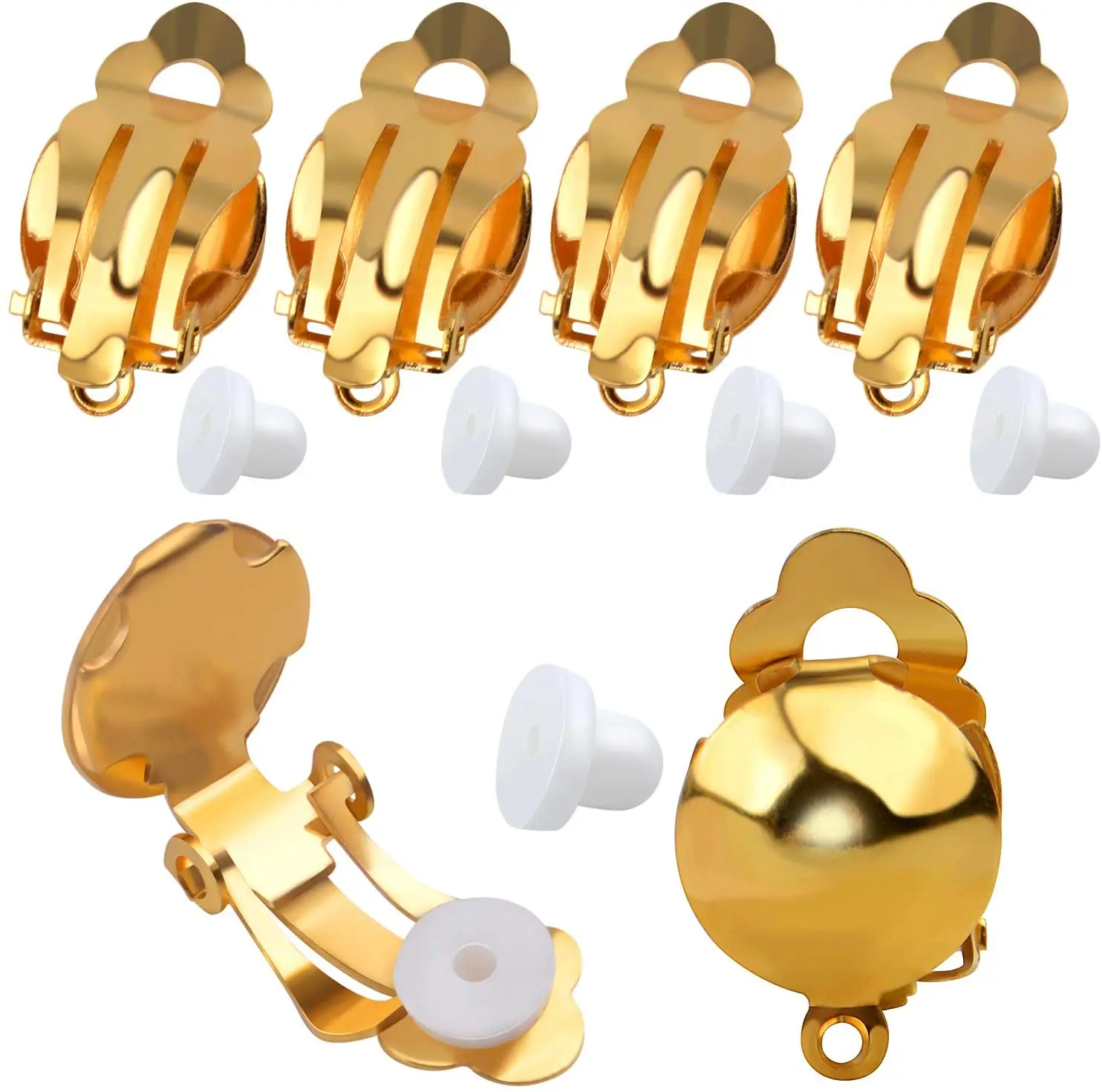 

20 Pieces Clip On Earring Converter Non-pierced Earrings Components and 20 Pieces Earring Cushions for Earring Making,Gold