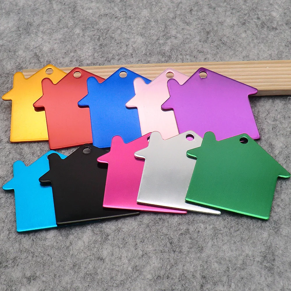 Wholesale 100Pcs Aluminum Plate House Personalized Pet Collar ID Tags For Dog Cat Name Collars Nameplate | Дом и сад