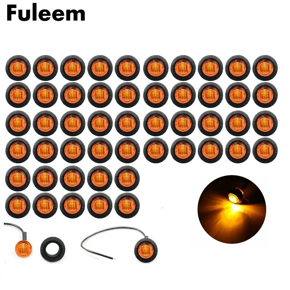 Fuleem 50 шт. 3 светодиода Янтарный 3/4 дюйма мини светодиодный габаритный фонарь