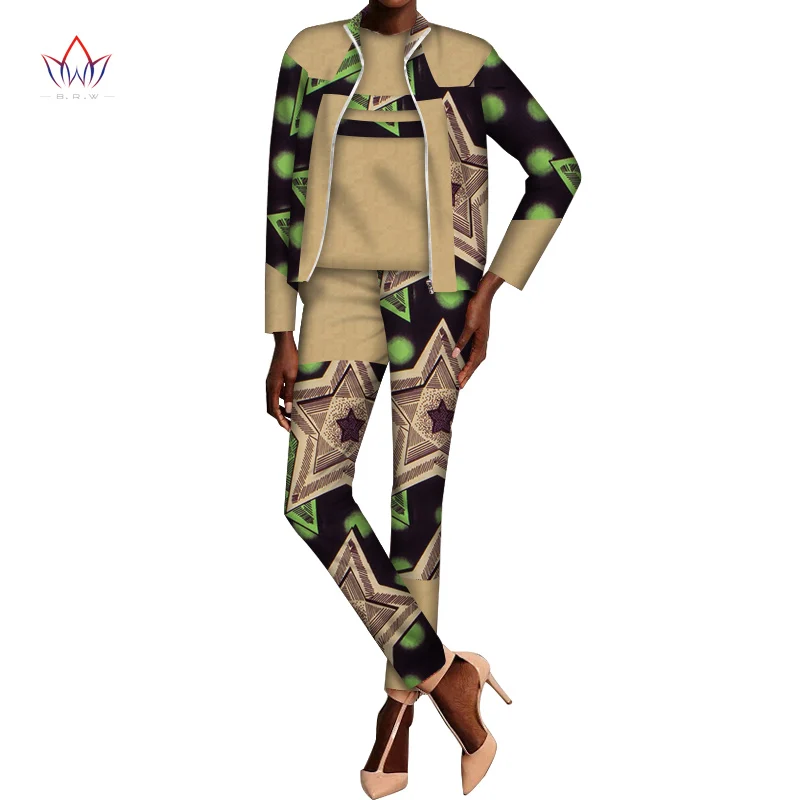 

African Dashiki For Women Autumn Short Blouse &Top &Pants Set Women Full Sleeve Suit Traditional African Print Clothing WY6028