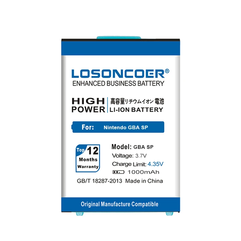 LOSONCOER SP 1000mAh перезаряжаемый литий-ионный аккумулятор для Nintendo GBA SP GBASP высокоемкие батареи