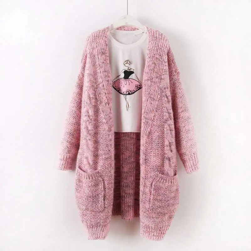 2019 Женский вязаный розовый свитер с длинным рукавом открытая строчка зимняя