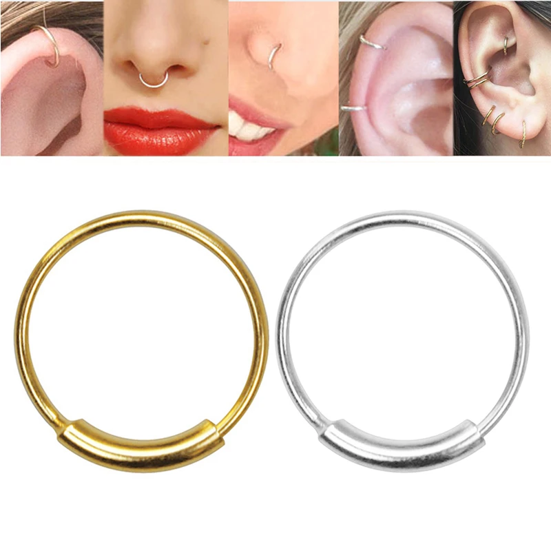 16pcs/lot 925 Sterling Silver Nose Ring 22 G piercing nose hoop body jewelry