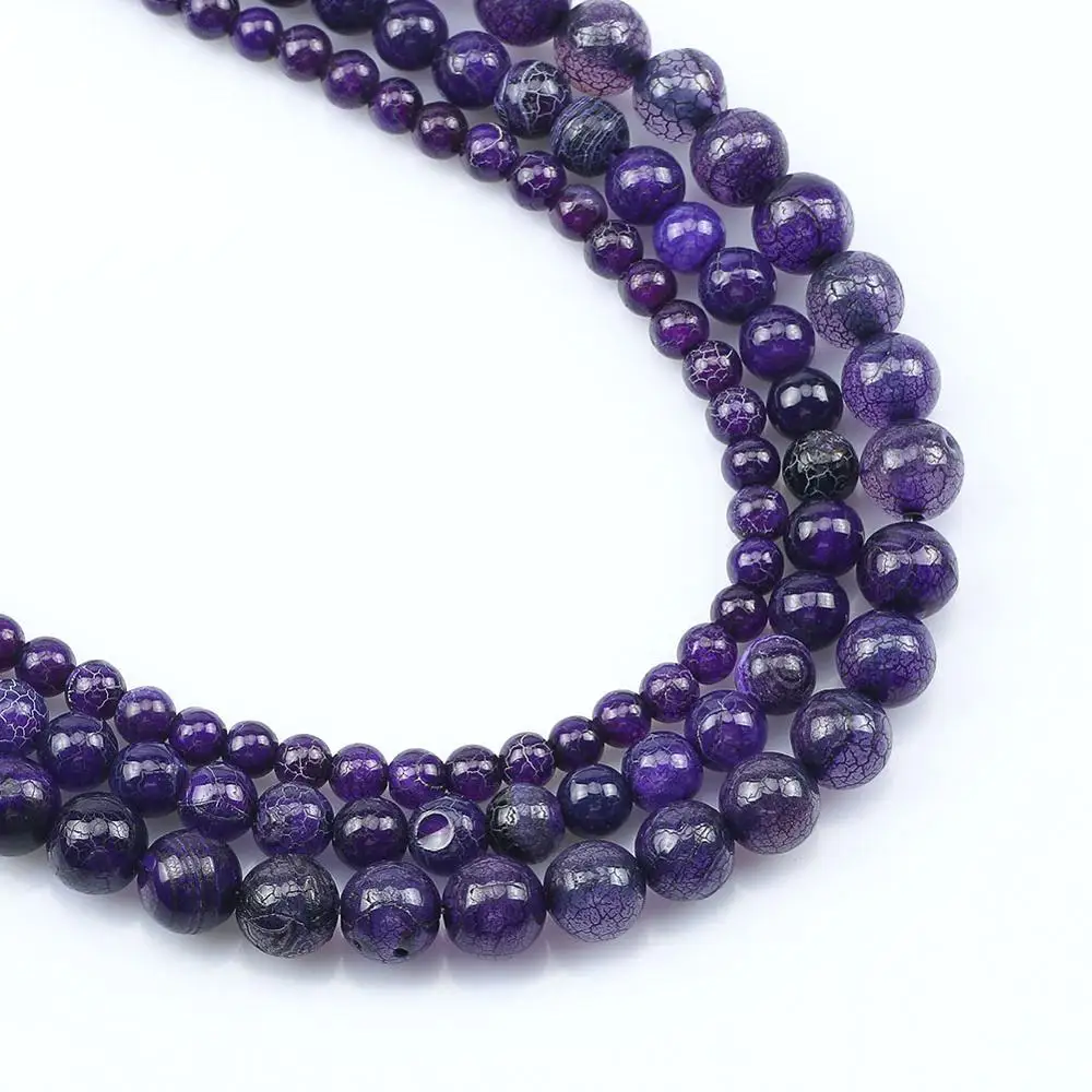 6/8/10 мм Натуральный камень темно-фиолетовый трещины Агаты &quotвены дракона&quot