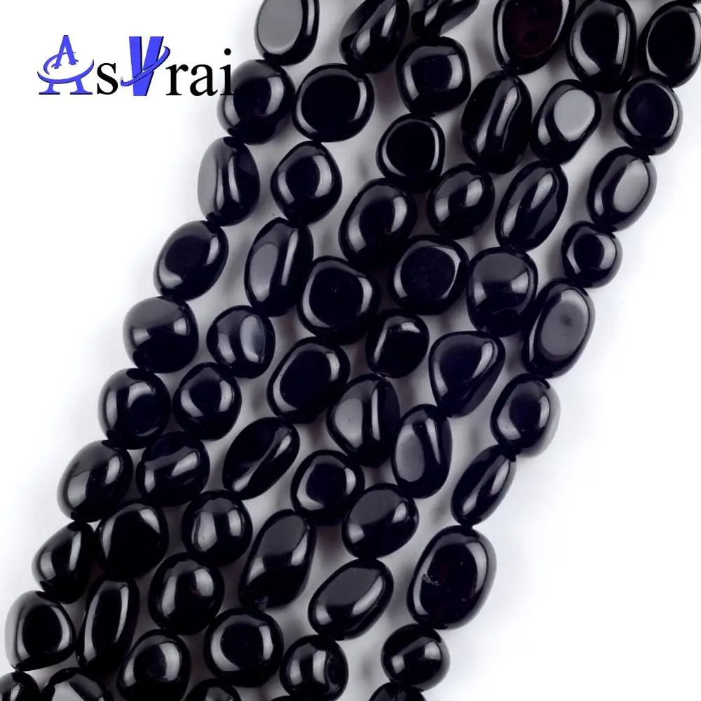 _ Гладкие бусины из черного камня для изготовления ювелирных изделий 8-10 мм