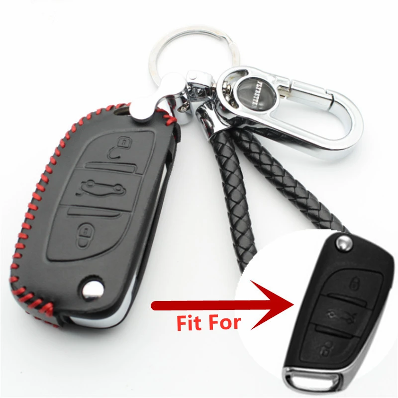 Флип чехол FLYBETTER для Citroen DS3/DS4/DS5/DS6/C4/C5 из натуральной кожи с 3 кнопками Peugeot 408/3008/607
