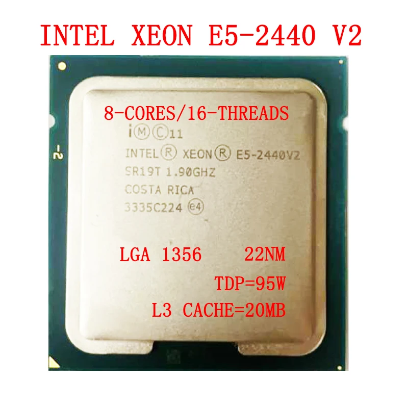 

Intel Xeon Processor E5-2440 v2 20M Cache, 1.90 GHz, TDP 95W, 22nm, LGA1356 Eight-Core Sixteen-Threads e5 2440v2 Server CPU