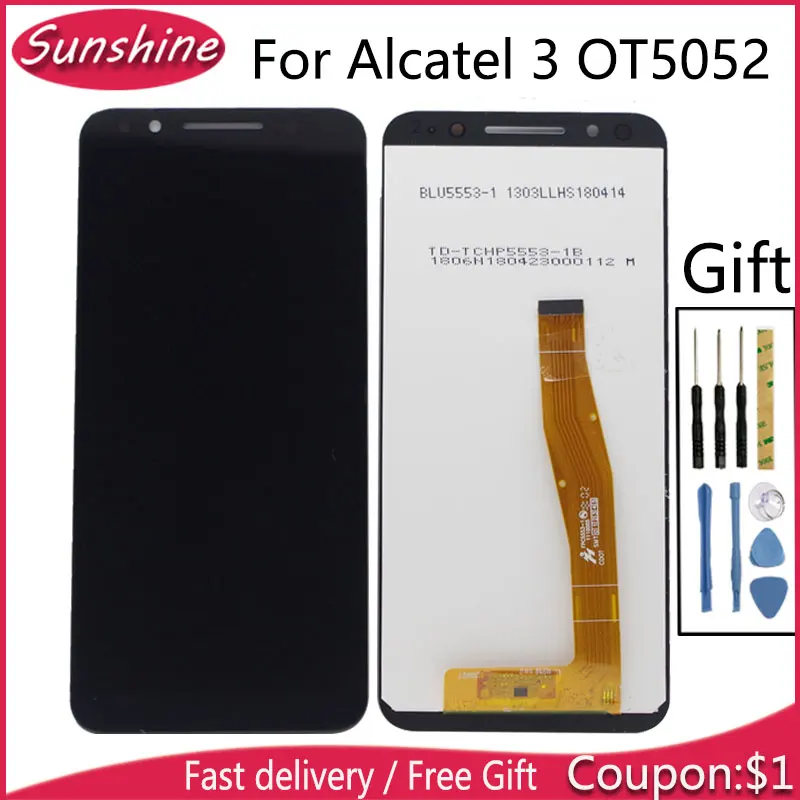 ЖК дисплей для Alcatel 3 OT5052 OT 5052 5052D 5052Y кодирующий преобразователь сенсорного экрана