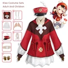 Аниме игра Genshin Impact Косплей Klee Косплей костюмы горничная наряд взрослые женщины платья дети девочки платье Loli Хэллоуин костюм