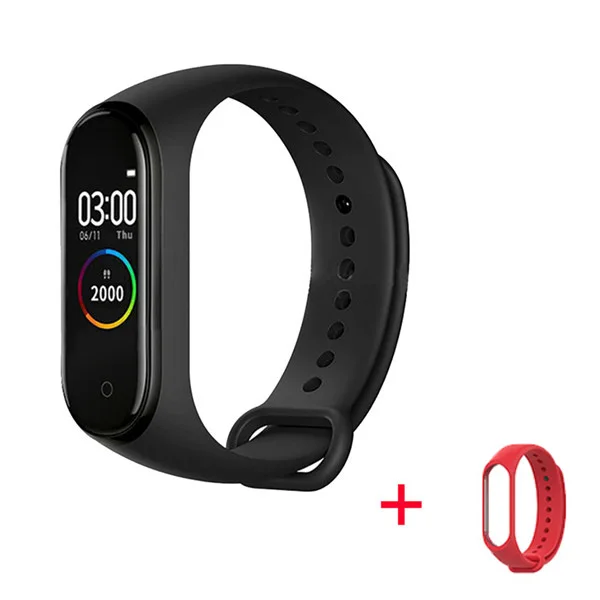 Дешевый цветной смарт-Браслет фитнес-трекер браслет Pulseira часы Smartband для IOS/Xiao mi/Honor PK mi Band 3/4 Not Xio mi 5 - Цвет: with red strap