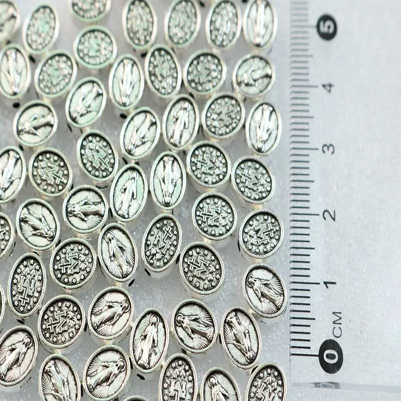 Catholic Beads Virgin Mary Handmade Rosary Maria Medal Charm Large Perforated Bracelet Jewelry | Украшения и аксессуары