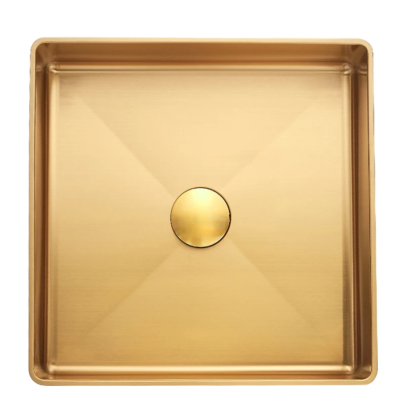 

Small Size Square Basin Sinks Golden Bar Counter Vegetable Washing Basin 304 Stainless Steel Villa Wash Basin Counter