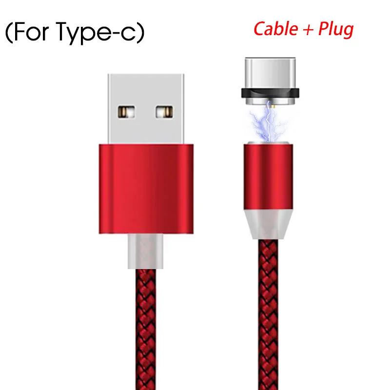 For Type C Red 1M 2M Magnetic Micro USB Cable For Samsung Android Mobile Phone Type-c Charging For Redmi Note 7 8 Pro Magnet Charger Wire Cord - Цвет: For Type C Red