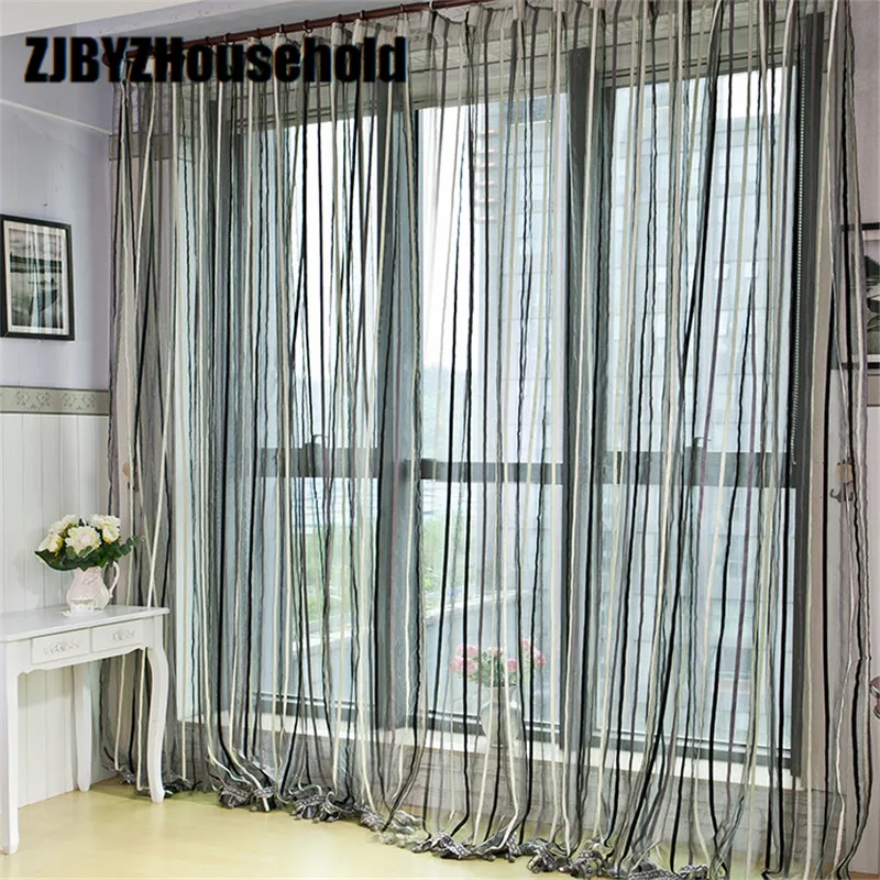 Простой Современный экран в полоску из синели тюли для гостиной столовой