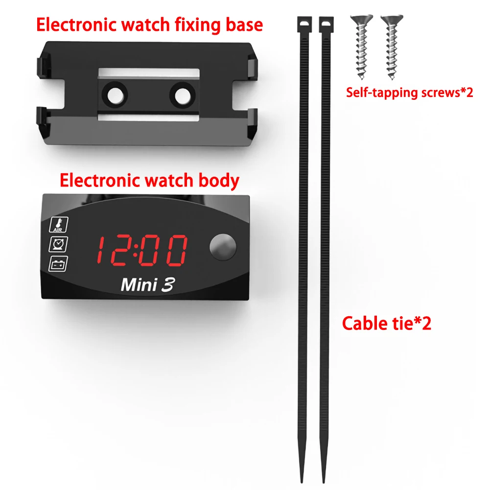 

Motorcycle Electronic Clock Thermometer Voltmeter Three-In-One LED Electronic Watch Waterproof Dust-proof LED Watch Digital