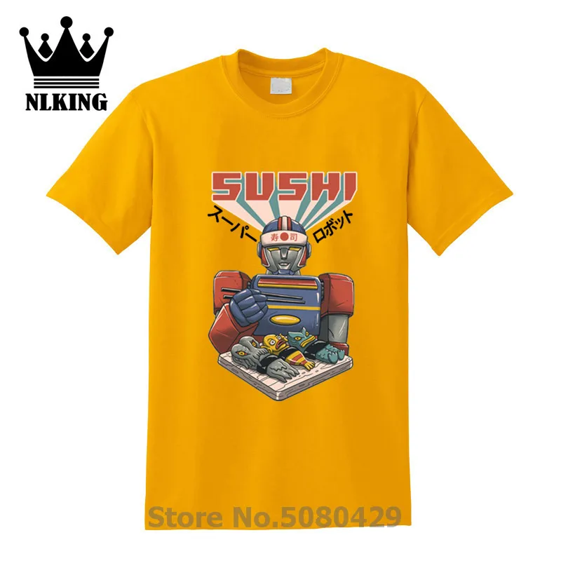 Футболка kaiju sushi с супер роботом футболка короткими рукавами 100% хлопок суши робот