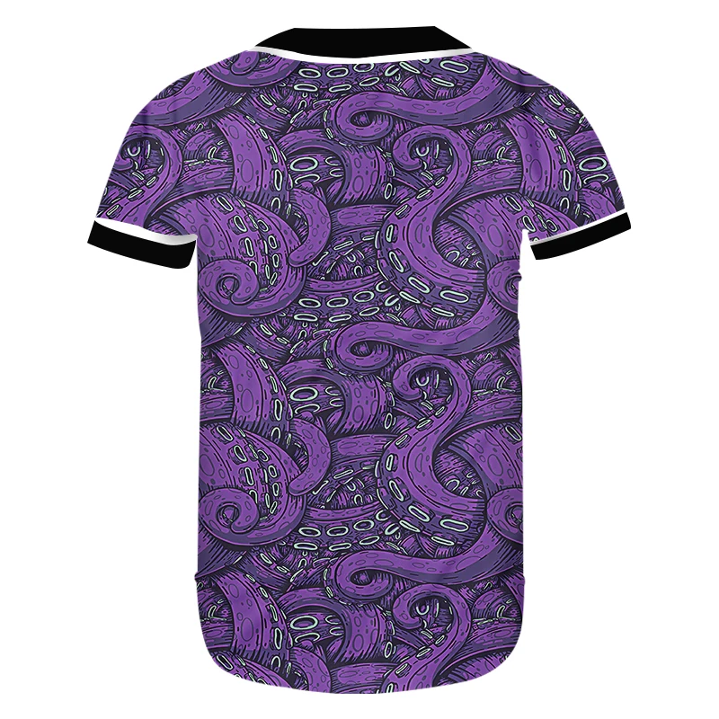 

UJWI Men/Women Personality Trend Baseball Shirt Men's Oversized Casual Tshirt 3D Full Printed Octopus Tentacle Pattern custom