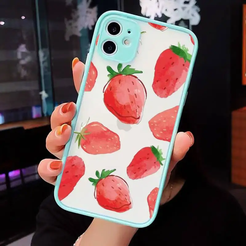 

Strawberry cute Simplicity design Phone Cases Matte Transparent for iPhone 7 8 11 12 s mini pro X XS XR MAX Plus cover funda