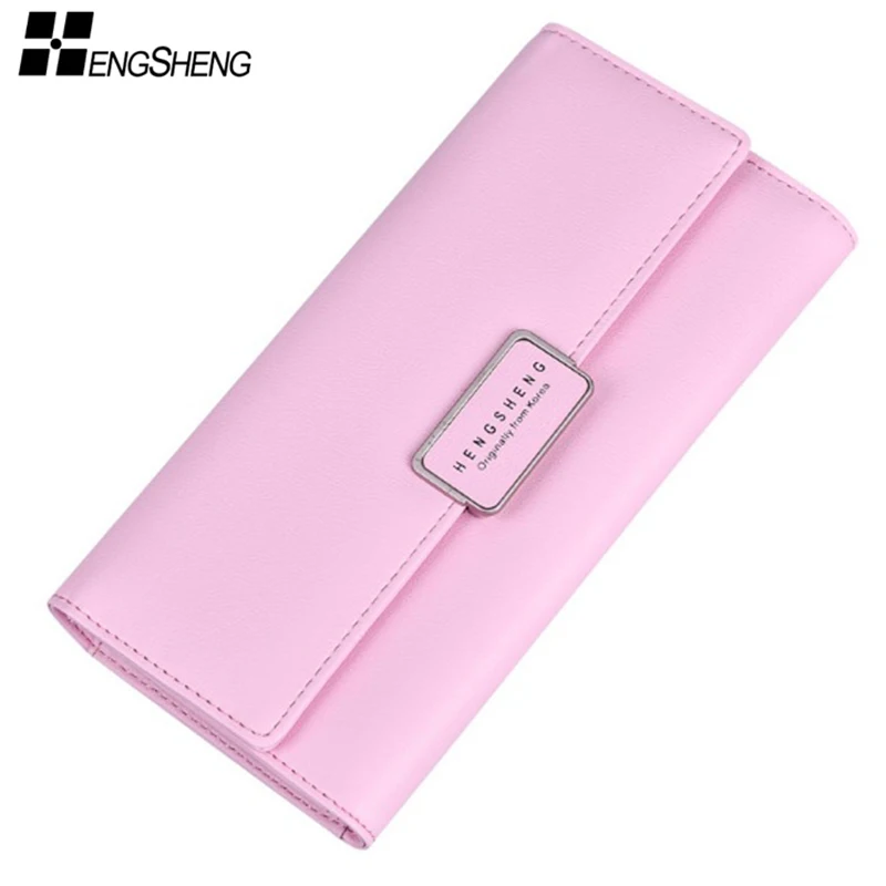

Новые стильные длинные женские кошельки с застежкой, однотонный кошелек с отделением для монет и телефона, фирменный дизайн, Женский кошеле...