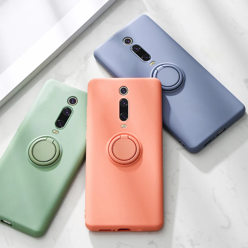 Тонкий силиконовый чехол подставка с кольцом держателем для Xiaomi Mi 9T Pro 10 8 Lite 9 Mi8 Mi9