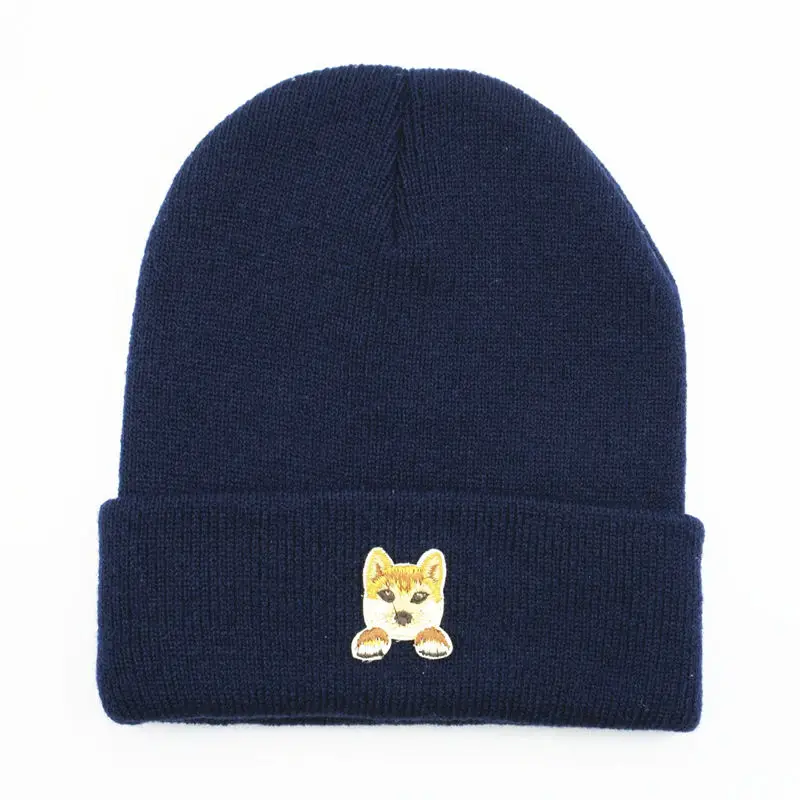 

Pastoral dog embroidery Thicken knitted hat winter warm hat Skullies cap beanie hat for kid men women 155