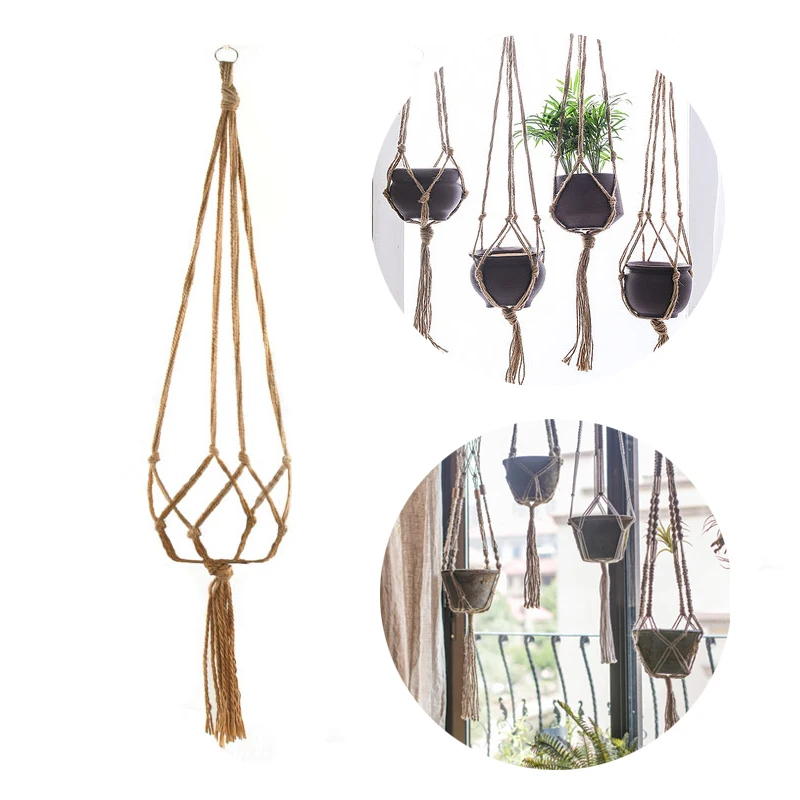 Винтажный Декор Подвеска для растений из макраме корзина цветочный горшок