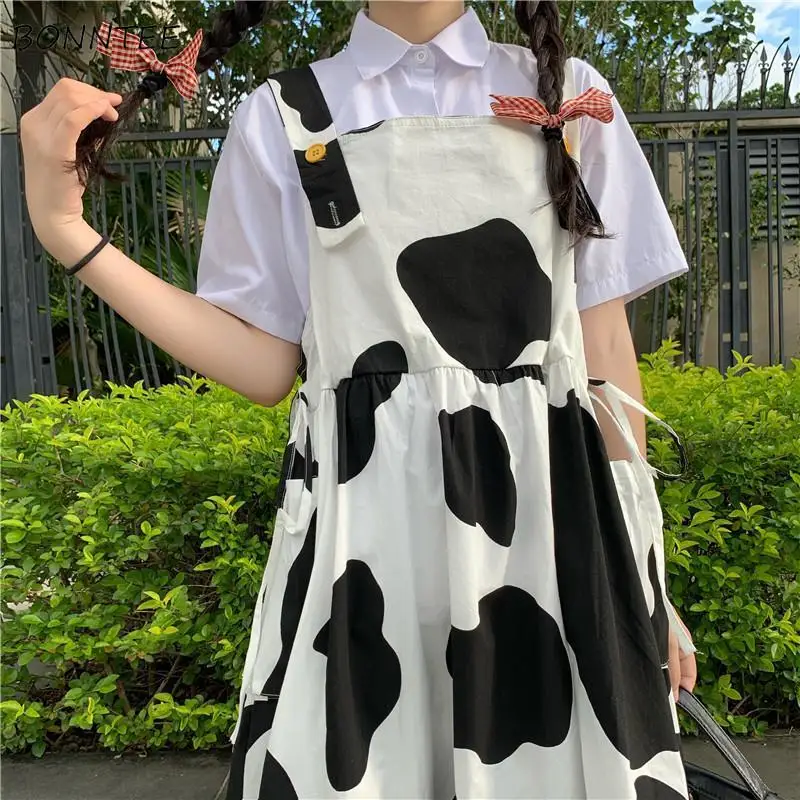 

Dress Women Cow Cute Girls Students Fashion Trendy All-match Lovely Casual Ulzzang Chic A-line Classy Lively Comfortable Straps
