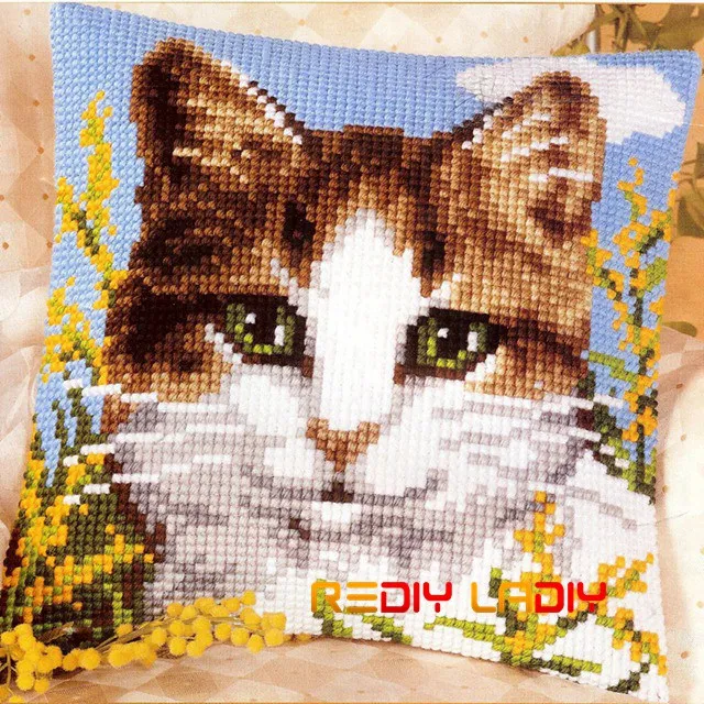 CX0773 DIY Вышивка крестом Подушка передняя игривые котята подушки массивные наборы вышивки крестиком акриловая пряжа чехол для подушки домашний декор ремесла - Цвет: CX0773