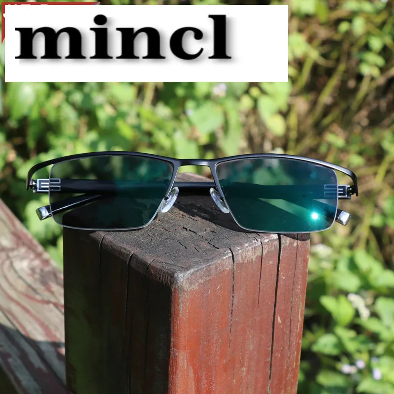 Новый дизайн фотохромные очки для чтения мужские половина оправы из титана сплав