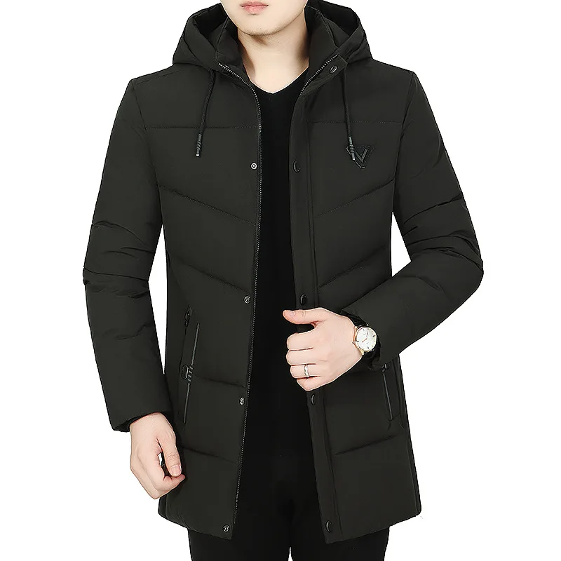 Зимняя куртка с капюшоном для мужчин цвета: черный зеленый зимняя одежда из
