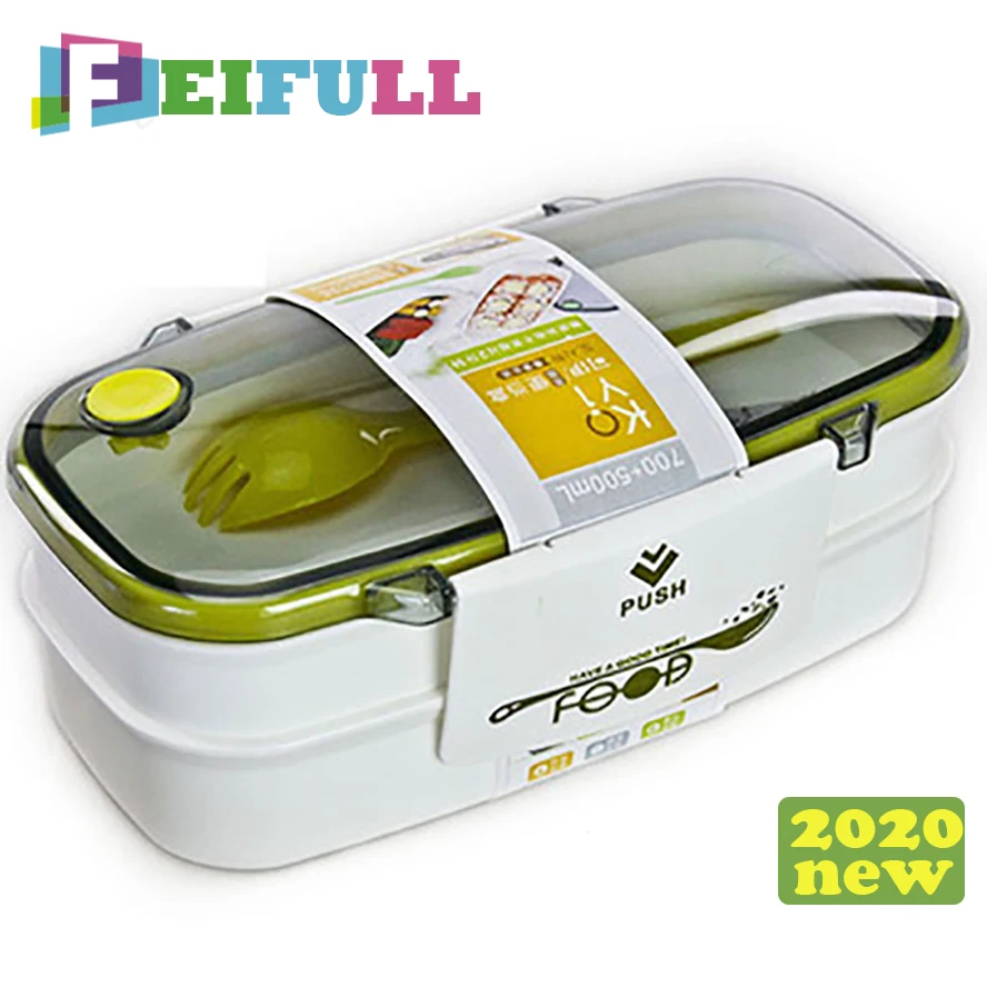 Детский Ланч бокс контейнеры Bento двухуровневый школьный с ложкой упаковочные