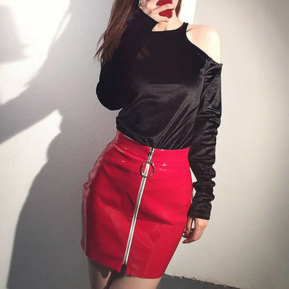 Женская летняя сексуальная юбка с завышенной талией Однотонная из искусственной