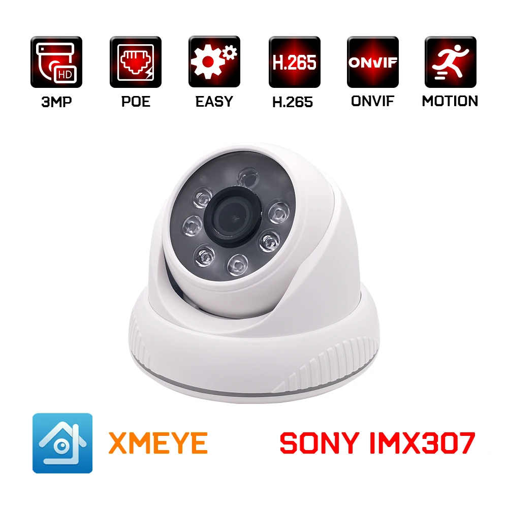 Камера видеонаблюдения SONYIMX307 h. 1080 3 Мп 2 МП 265 P POE|Камеры видеонаблюдения| |