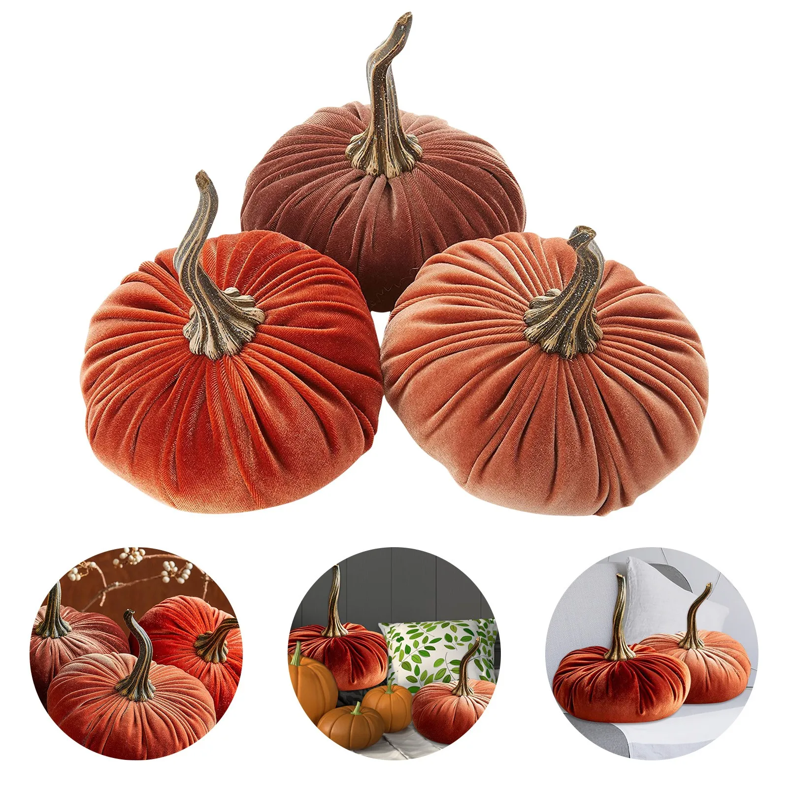 1Pcs Handmade Velvet Pumpkins Decor Super Soft Stuffed Pumpkin With Exquisite Halloween Holiday Diy Подарок На Хэлло | Дом и сад