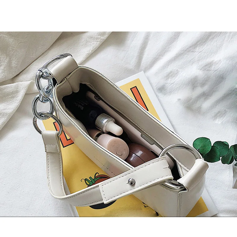 

Baguette Bag For Women PU Leather Vintage Small Shoulder Bags Solid Color Handbag Female Casual Totes Bag Purses Ladies Clutch