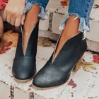 Женские Ботинки, Ботильоны, осенне-зимние ботинки на многослойном каблуке, модные кожаные короткие ботинки, женская модная обувь R5