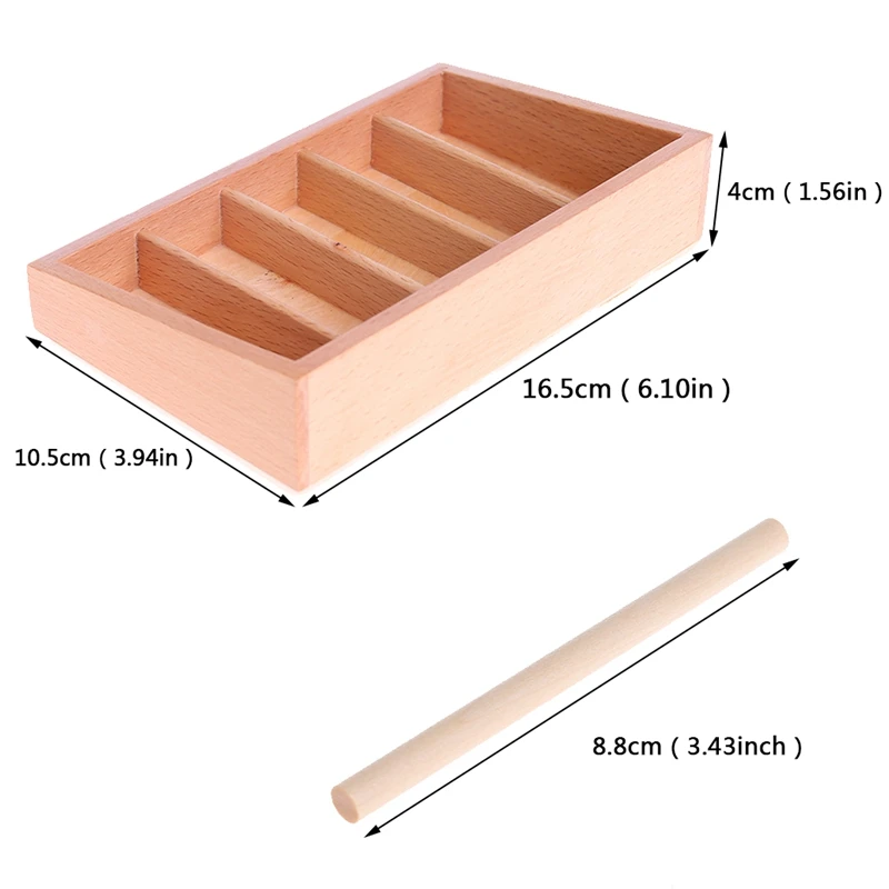 

1 set Montessori Wooden Spindle Box 45 Spindles Mathematics Counting Educational Toy