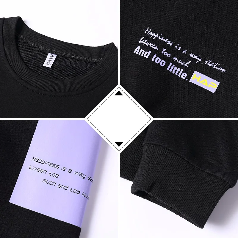 

Casual Sweatshirt Men 2021 Autumn Solid Hip Hop Streetwear Pullovers Hoodies Mens O-Neck Harajuku Sweatshirts Letter Printing