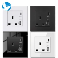 Home Light Power Switch Socket with USB Type-C 2 1A Rapid Charger White Black  USB-C Outlet for Android Smart Phone