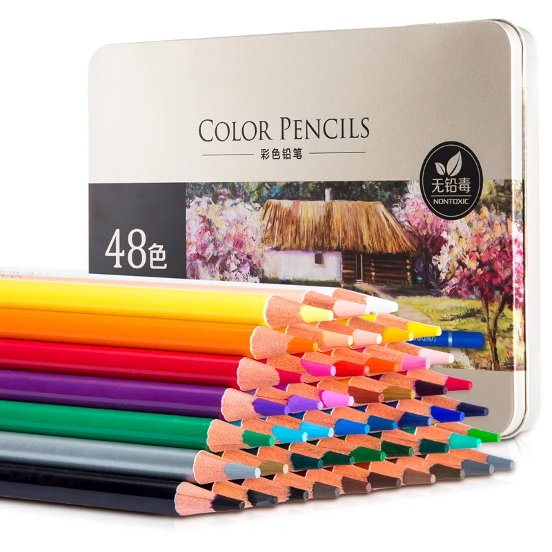 

48 масляные цветные карандаши Цветная ручка, цветная свинцовая масляная детская Водорастворимая Ручка для начинающих, художественные прина...