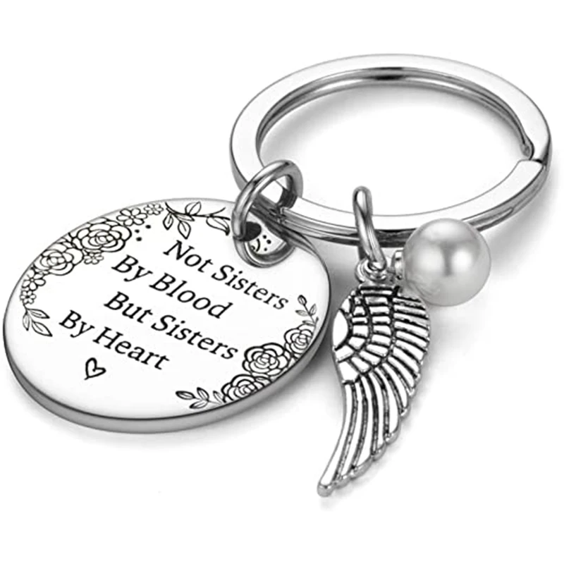 

Best Friends Keychain Keyring Friendship Key Chain Sister Jewelry Gift "not Sisters By Blood But Sisters By Heart" Keychain Ring