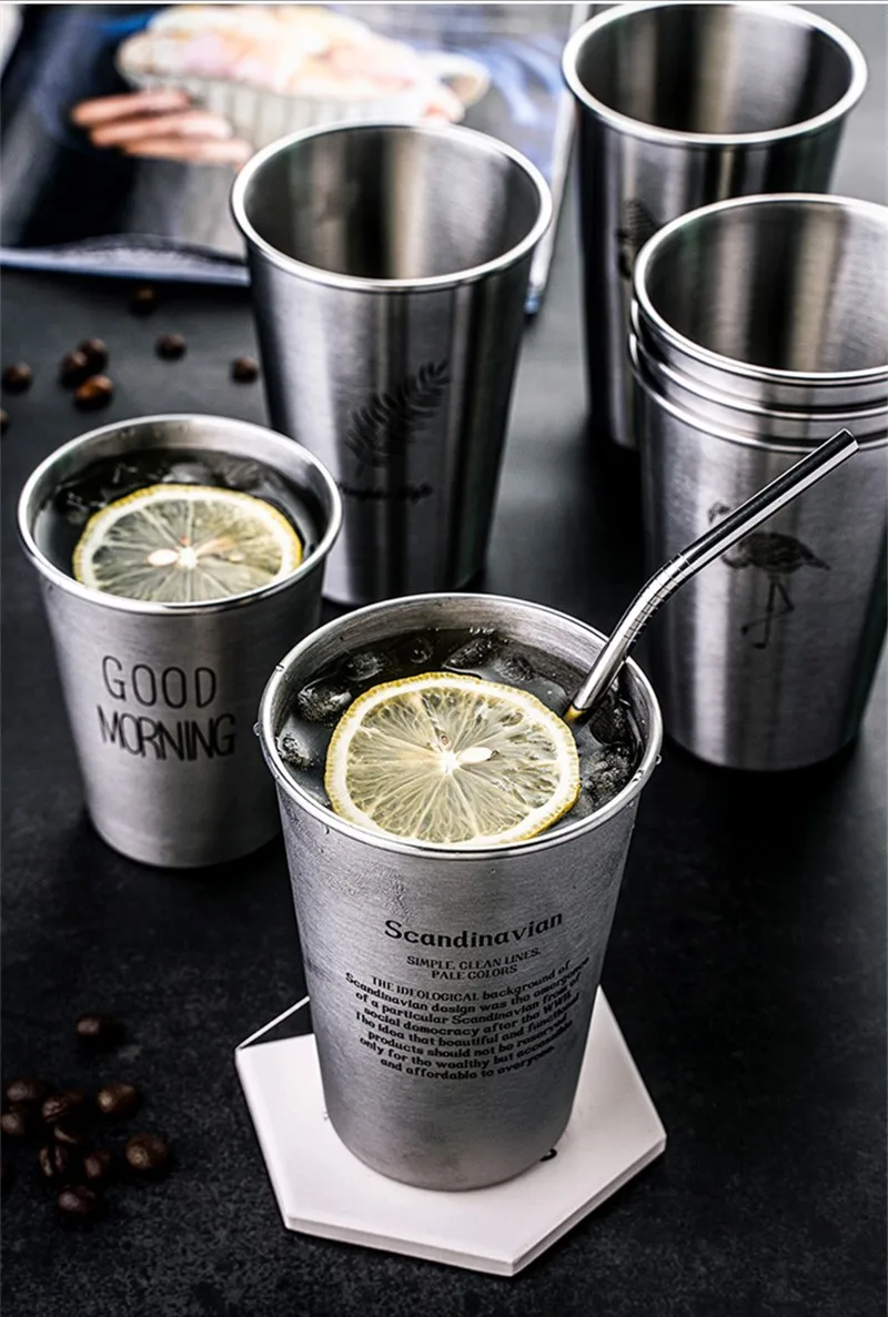 

NorthernEurope Ins Industry Style 304 Stainless Steel Spray Paint Beer Cup Cold Water Drinks Cup Household Office Use Gargle Cup