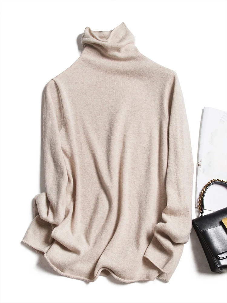 

100% Wool Turtelneck Sweater Normcore/Minimalist Winter Women Sweaters Korean Fashion Fall Sweaters for Women Gray Black